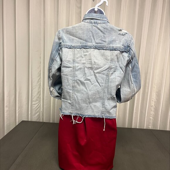 Pistola Distressed Raw Hem Light Washed Jean Jacket - Picture 6 of 6